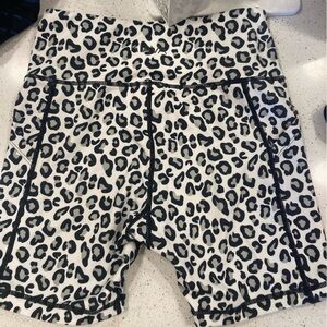 Kiava snow leopard spandex shorts, 5” inseam